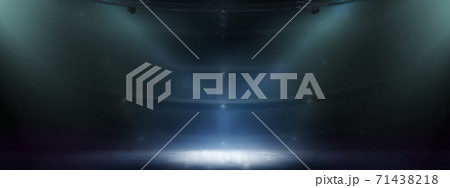 Beautiful empty winter background and empty ice rink . Winter background. Ice 71438218