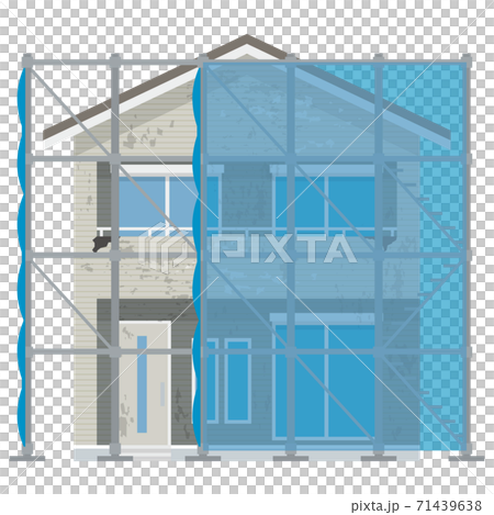 Exterior wall painting series before scaffolding construction Exterior wall painting series before scaffolding construction 71439638