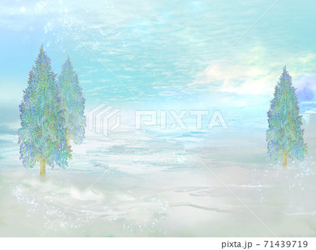 青空の広がる冬景色のイラストのイラスト素材