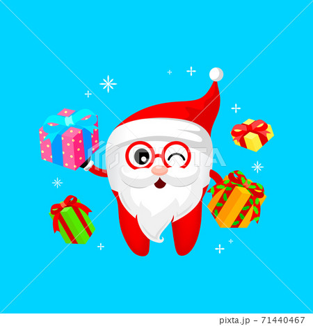 Happy tooth become Santa Claus with gift boxes.  71440467