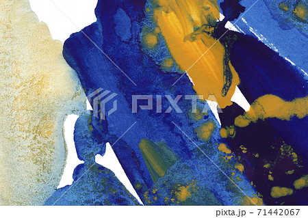 Hand painted dark blue and yellow watercolor background. Aquamarine watercolour illustration. Hand painted dark blue and yellow watercolor background. Aquamarine watercolour illustration. 71442067
