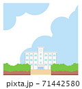 校舎のイラスト　フレーム　素材　学校　背景　青空　ベクター　手描き 71442580
