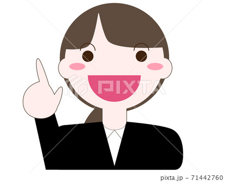 シンプルでかわいい笑顔の女性の指差し シンプルでかわいい笑顔の女性の指差し 71442760