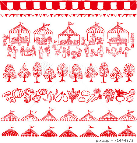 マルシェ　フレーム　ライン　広告イラスト 71444373