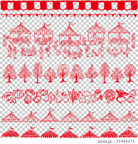 マルシェ　フレーム　ライン　広告イラスト 71444373