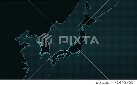 日本の黒いデジタル地図のイラスト素材