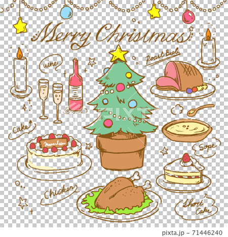 クリスマスディナーイラスト 手描きのイラスト素材