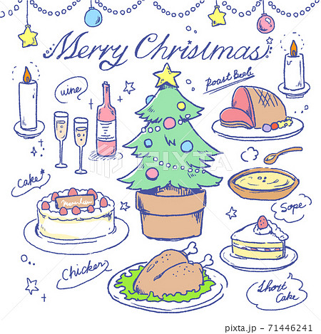 クリスマスディナーイラスト 手描きのイラスト素材