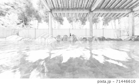 温泉 露天風呂 人無し イラスト88 温泉 露天風呂 人無し イラスト88 71446610