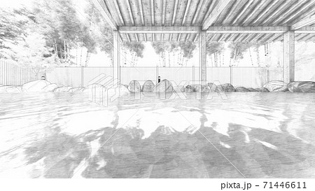 温泉 露天風呂 人無し イラスト89 温泉 露天風呂 人無し イラスト89 71446611
