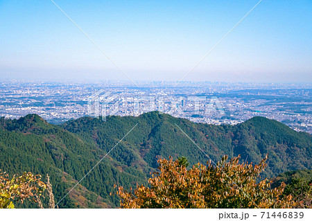 東京都　都立高尾陣場自然公園　景信山・山頂から都心方面の眺望 71446839