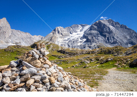 Grande Casse Alpine glacier landscape in French alps. 71447294