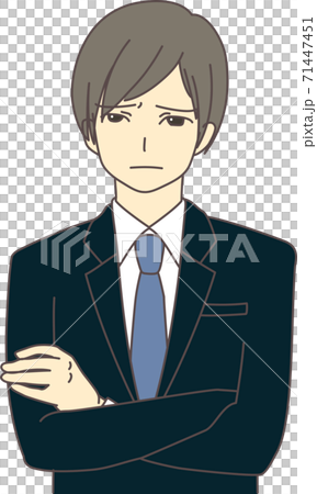 スーツ姿で考え事をしている男性 71447451