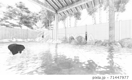 温泉 露天風呂 男湯 イラスト75 温泉 露天風呂 男湯 イラスト75 71447977