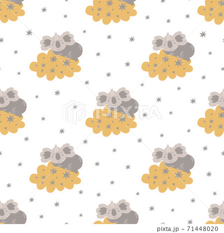 Baby bear pattern. Sweet dream. Sleeping koala bear on the clouds, stars. Childish kids texture. Good night Baby bear pattern. Sweet dream. Sleeping koala bear on the clouds, stars. Childish kids texture. Good night 71448020
