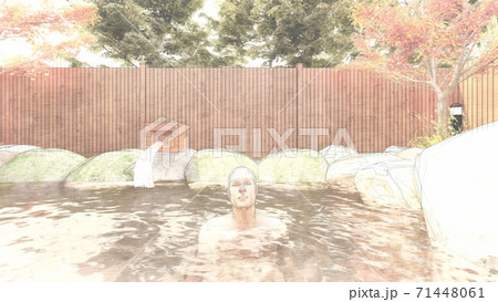 温泉 露天風呂 男湯 イラスト50 温泉 露天風呂 男湯 イラスト50 71448061