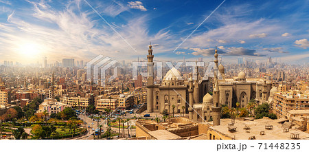 Mosque and Madrasa of Sultan Hassan at sunset, Cairo Citadel, Egypt 71448235