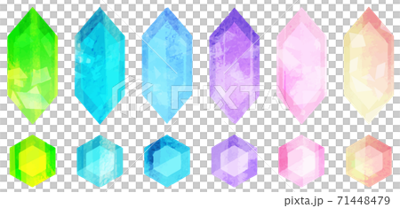 水彩風格多彩的寶石 71448479