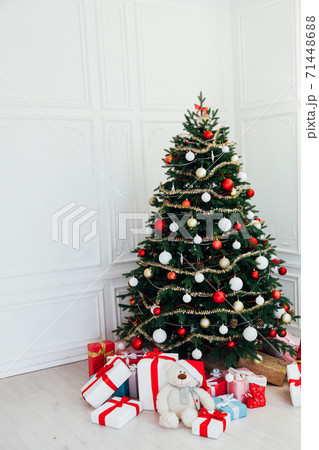 New Year's Home Christmas Tree with gifts decor holiday winter postcard New Year's Home Christmas Tree with gifts decor holiday winter postcard 71448688
