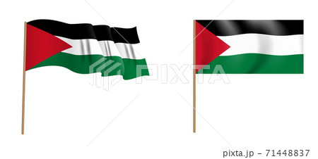 colorful naturalistic waving flag of the State of Palestine. Vector Illustration. colorful naturalistic waving flag of the State of Palestine. Vector Illustration. 71448837