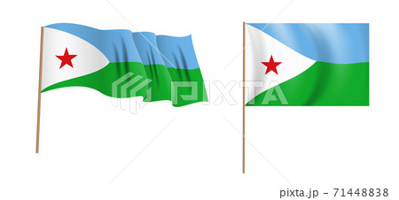 colorful naturalistic waving flag of the Republic of Djibouti. Vector Illustration. 71448838