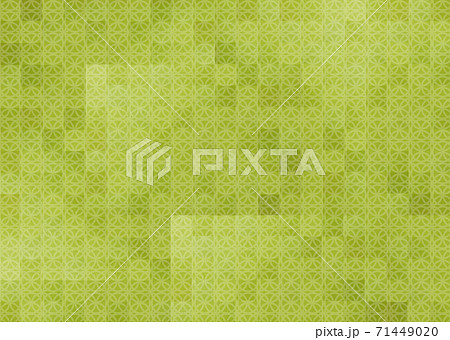 うぐいす色のモダンでシックな年賀正月背景素材イラストに着物和柄 七宝 しっぽう 71449020