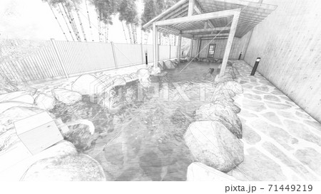 温泉　露天風呂　女湯　イラスト84 71449219
