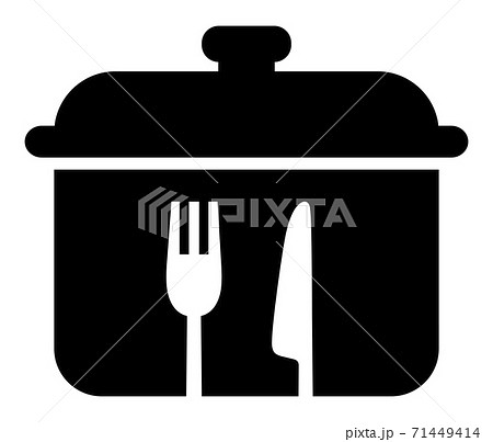 ナイフとフォーク お鍋のシンプルな黒いアイコンのイラスト素材
