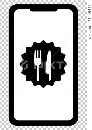 Knife and fork restaurant icons on your smartphone Knife and fork restaurant icons on your smartphone 71449452