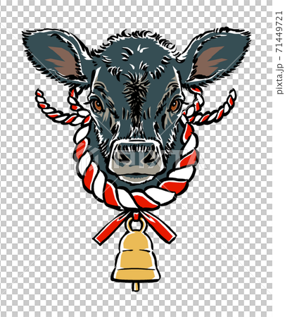 Note: Black-haired calf calf face with cowbell with continuous decoration specifications, brush drawing and matte painting 71449721