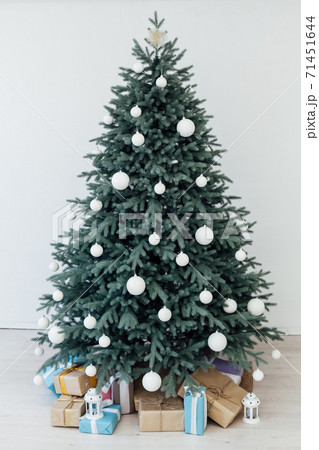 Christmas tree pine with gifts new year decor white 71451644