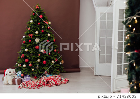 Christmas tree pine with gifts for the new year red decor winter Christmas tree pine with gifts for the new year red decor winter 71453005