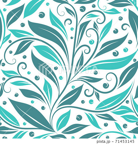 Turquoise and white leaves seamless pattern. Turquoise and white leaves seamless pattern. 71453145