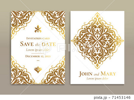 White and gold vintage greeting card design. White and gold vintage greeting card design. 71453146