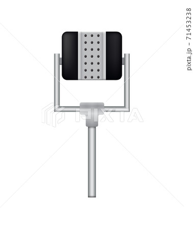 Microphone. Recorder or dictaphone for reporters. Record for multimedia. Audio podcast broadcast or music record technology. Broadcasting concert equipment 71453238