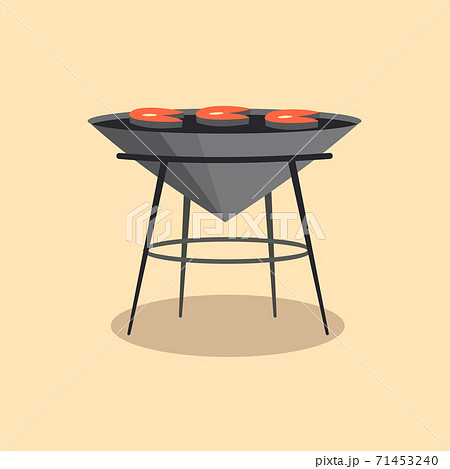 Barbecue or grillbarbecue. Picnic camping cooking. BBQ party. Traditional cooking food, restaurant menu icon. Grill on hot coals. Charcoal grills with delicious grilled meat 71453240