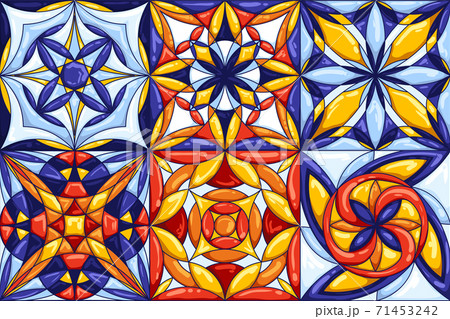 Ceramic tile pattern. Decorative abstract background. Traditional ornate mexican talavera, portuguese azulejo or spanish majolica 71453242