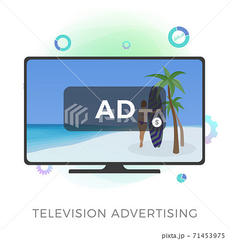 Television Advertising flat vector icon 71453975