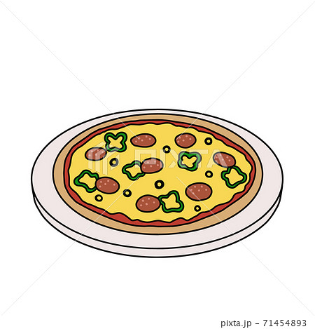 ピザ サラミ かわいいのイラスト素材