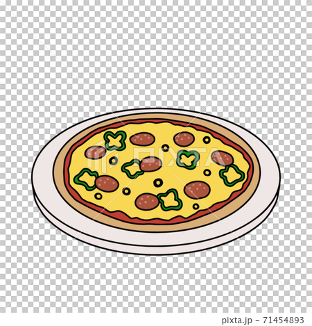 ピザ サラミ かわいいのイラスト素材