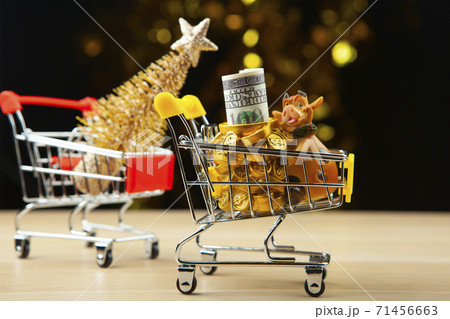 image of trolley new year toy money banknote image of trolley new year toy money banknote 71456663