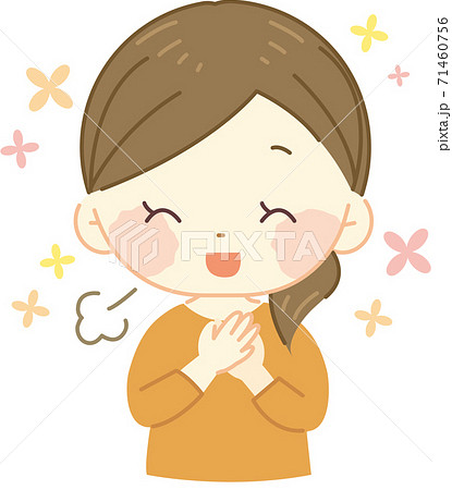 ホッとする女性のイラスト素材