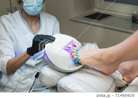Pedicure foot and nails treatment with cosmetic Pedicure foot and nails treatment with cosmetic 71460920