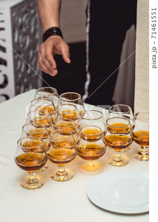 Pyramid of glasses of alcohol made in a pyramid 71461551