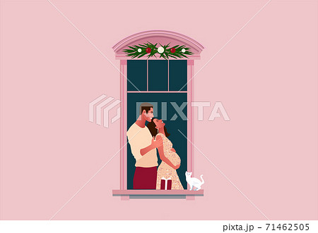 Window frames with neighbors doing daily things 71462505