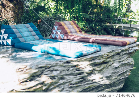triangle backrest pillow & folding mattress for resting in garden triangle backrest pillow & folding mattress for resting in garden 71464676