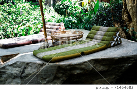 triangle backrest pillow & folding mattress for resting in garden triangle backrest pillow & folding mattress for resting in garden 71464682