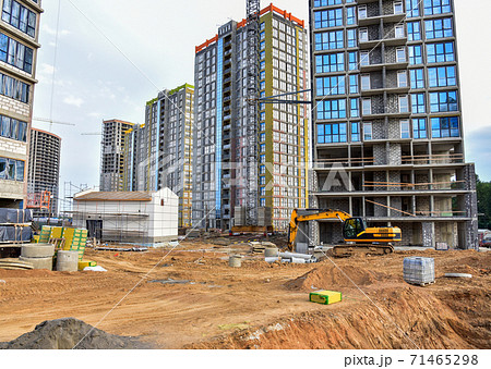 Excavator working at largest construction site.  71465298