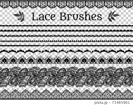 レースのライン素材 和風イラスト パターンブラシのイラスト素材