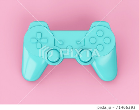 3d Rendering Blue Video Game Controller On Pink のイラスト素材